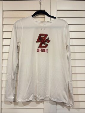 NWOT Under Armour White BC Softball Long-Sleeve Performance Tee + A GIFT 🎁